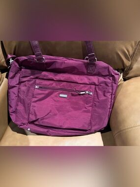 Baggallini Plum Tote with Front Zip Pocket